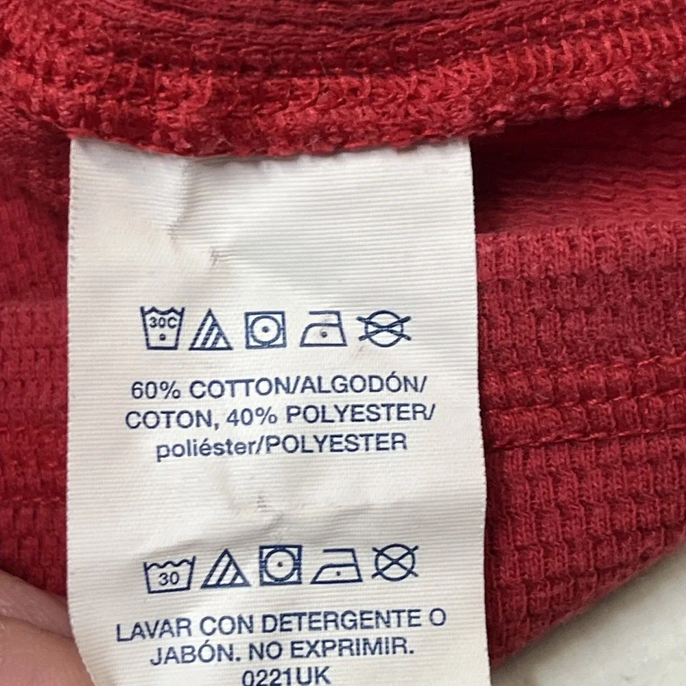 Polo Ralph Lauren Shirt Mens L Red Thermal Waffle‎ Knit Crewneck Long Sleeve
